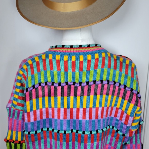 Christine Foley Vintage Retro Colorful Cardigan Small Cottagecore Boho Artsy - Picture 8 of 10
